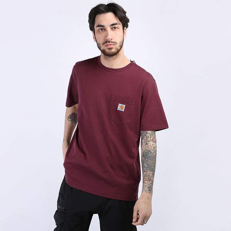мужская бордовая футболка Carhartt WIP S/S Pocket T-Shirt I022091-shiraz - цена, описание, фото 1